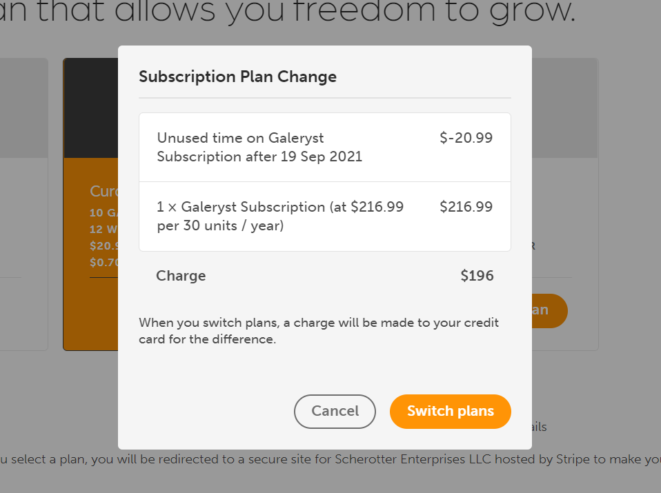 subscription plan change.