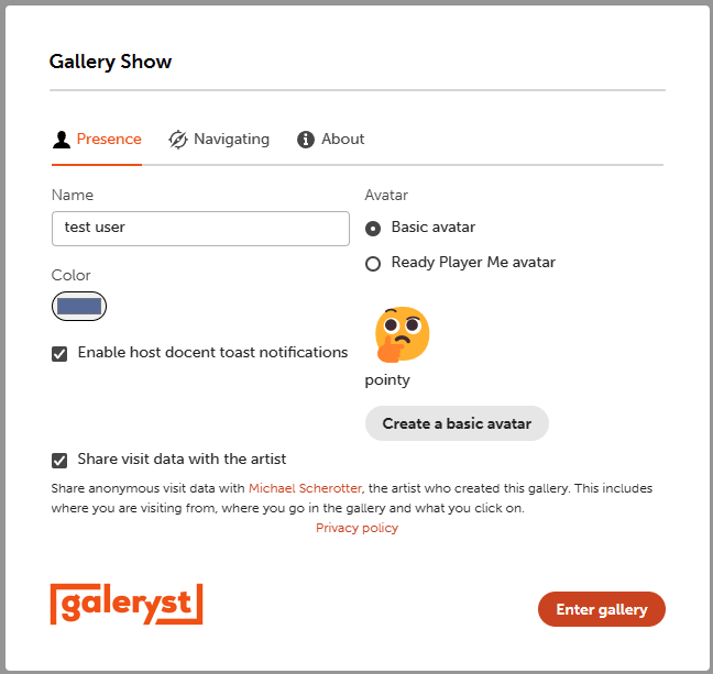Gallery Show dialog