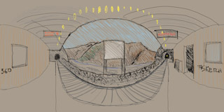 360 Sketch of mountain train station